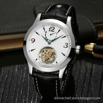 High End Men Tourbillon Business Watch, Custom Logo Genuine Crocodile/Alligator Leather Wrist Watch